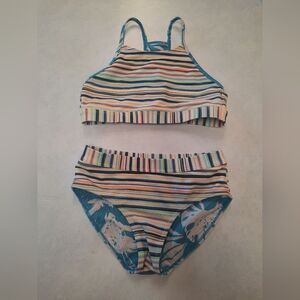 Athleta Girl Reversible Tropical Stripe Bikini